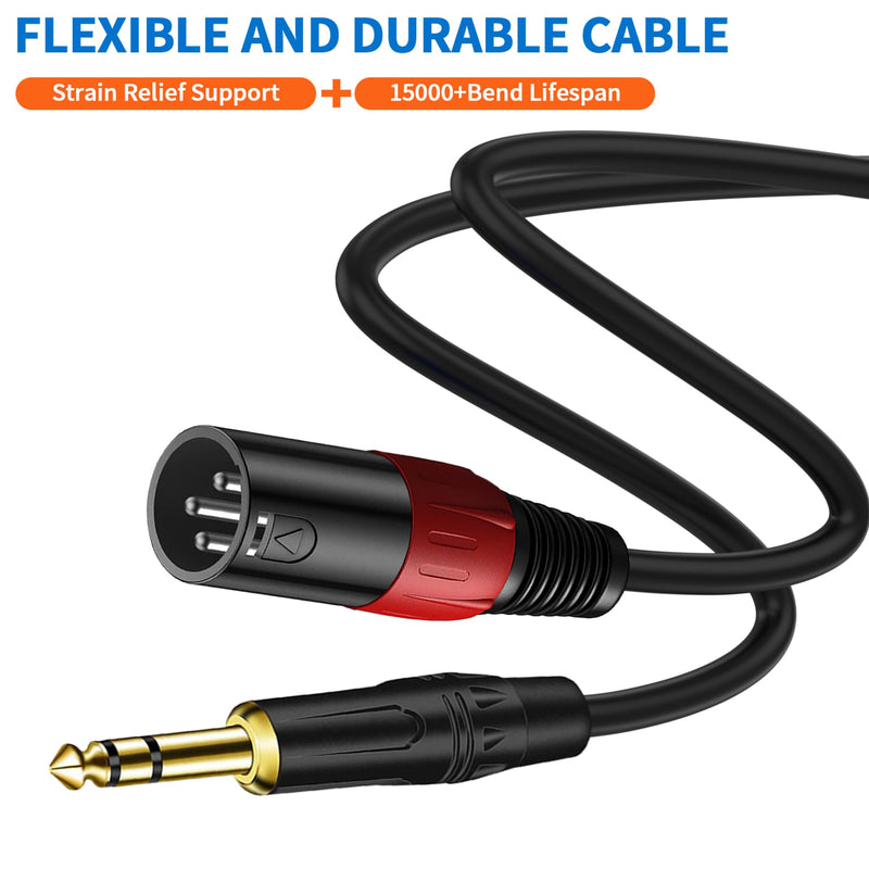 LanSenSu XLR to 1/4 TRS Stereo Adapter Cable, 2 Pack - 6.6ft, Compatible with Mixer, Microphone, XLR, Power Amplifier, Monitor 6.35mm to XLR Male-6.6ft