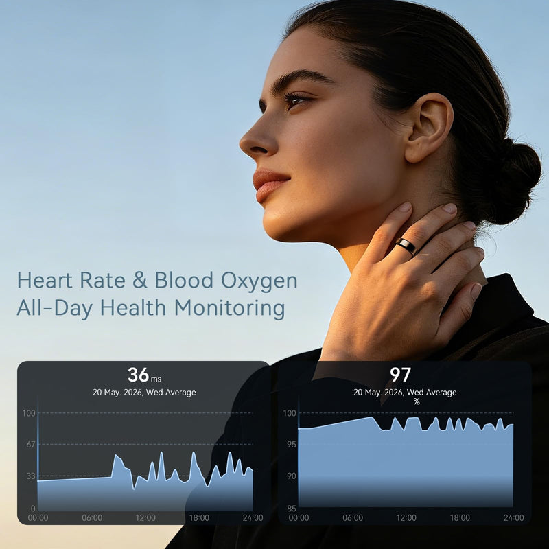 2026 Smart Ring For Women & Men, Sleep Health Fitness Tracker, No APP Fee | Track Sleep, Heart Rate, Blood Oxygen and Stress with Lightweight Smart Ring, 5-7 Days Battery Life, iOS & Android Compatible