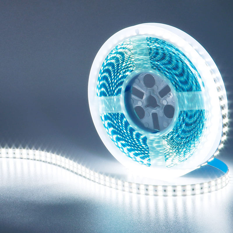 24V 32.8ft/10M Double Row LED Strip Light Cool White 6000K 2400LEDs 2835SMD 160W High Brightness 11000LM No-Waterproof IP20 Flexible Ribbon for Kitchen Hallways Decoration(No Power Supply)