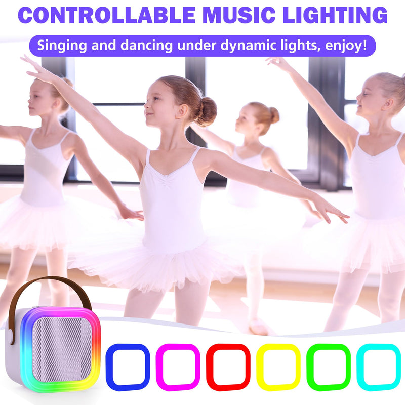 Mini Karaoke Machine for Kids Adults, Portable Bluetooth Speaker with 2 Wireless Microphones,Toys Birthday Gifts for Girls Ages 4, 5, 6, 7, 8,9,10,11,12+ Family Home Party (Purple) Purple 2 Mics