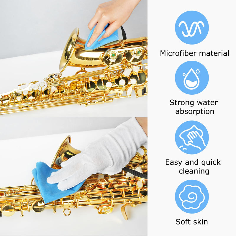 [AUSTRALIA] - Alto/Tenor/Soprano Saxophone Cleaning Swab Kit,Clarinet Flute Trumpet Cleaning Kit with Case for Wind & Woodwind Instruments, Combo Including Sax Cleaning Microfiber Cloth,Mouthpiece Brush,Gloves 