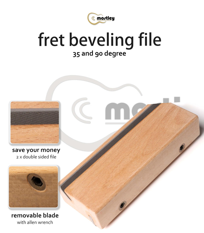 [AUSTRALIA] - Guitar 𝙁𝙧𝙚𝙩 𝙀𝙣𝙙 𝘽𝙚𝙫𝙚𝙡𝙞𝙣𝙜 𝙁𝙞𝙡𝙚 Angled 35/90 Degree, Removable Frets Edge Dressing File, Luthier Fretting Sprout Beveler Tool, Fret End Trimming File with Solid Wooden Handle 
