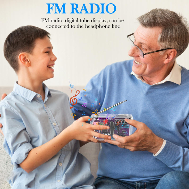 FM Radio Kits, DIY Soldering Projects 87-108MHz Radio Module, DIY Radio FM Receiver Kit, FM Radio DIY Kit for Learning and Teaching, with Acrylic Housing