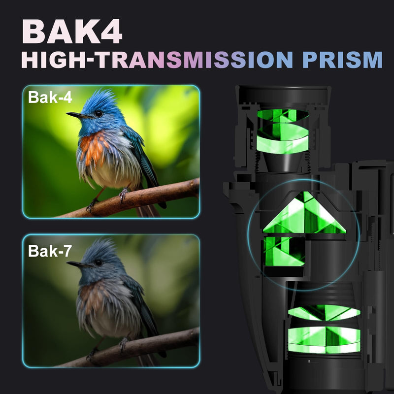 [AUSTRALIA] - BIJIA 12 x 25 Compact Binoculars for Adults and Kids, Easy Focus Small Binoculars with BAK4 Prism, Large Eyepiece, Waterproof, Low Light Vision for Travel, Hiking, Bird Watching, Hunting, Concerts 