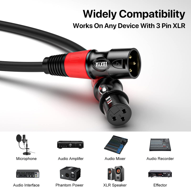 EBXYA 3ft XLR Cables 4-Pack - Male to Female Microphone Cable with Balanced Shielded Speaker Cable 4 Pack Black