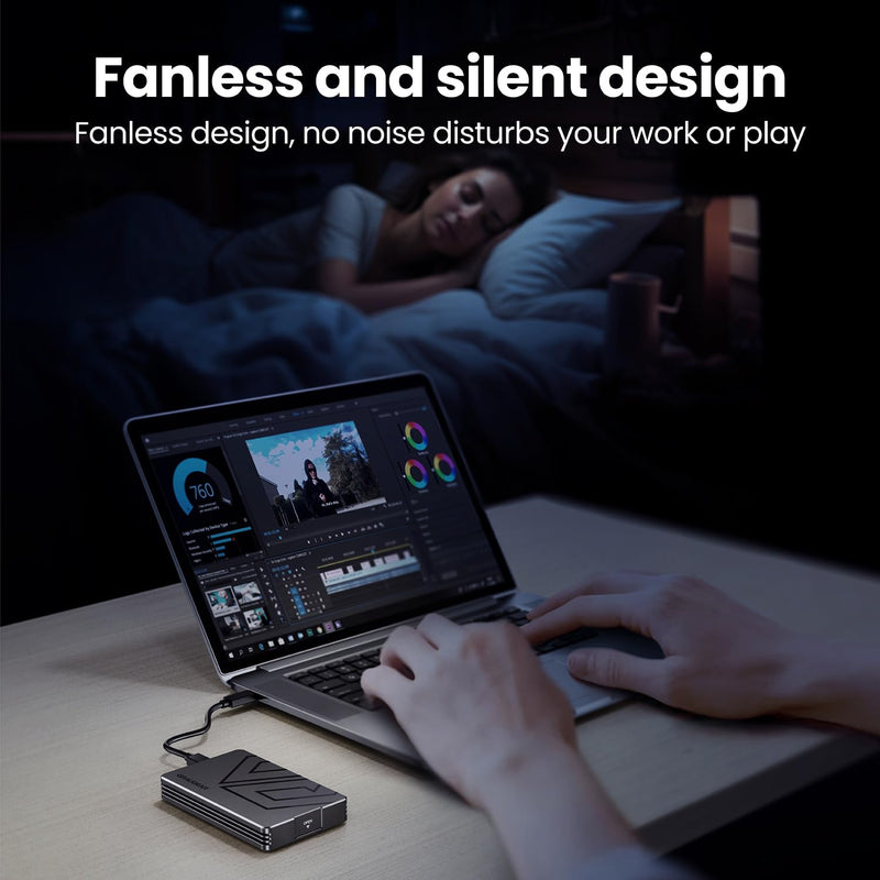 GRAUGEAR USB4 M.2 SSD Enclosure, 40Gbps Aluminum Alloy Tool-Free External Case, Thunderbolt 4 Compatible, Supports PCIe Gen4 NVMe 2230-2280 SSD, Compact Portable External Storage (U4-40G01) U4-40G01