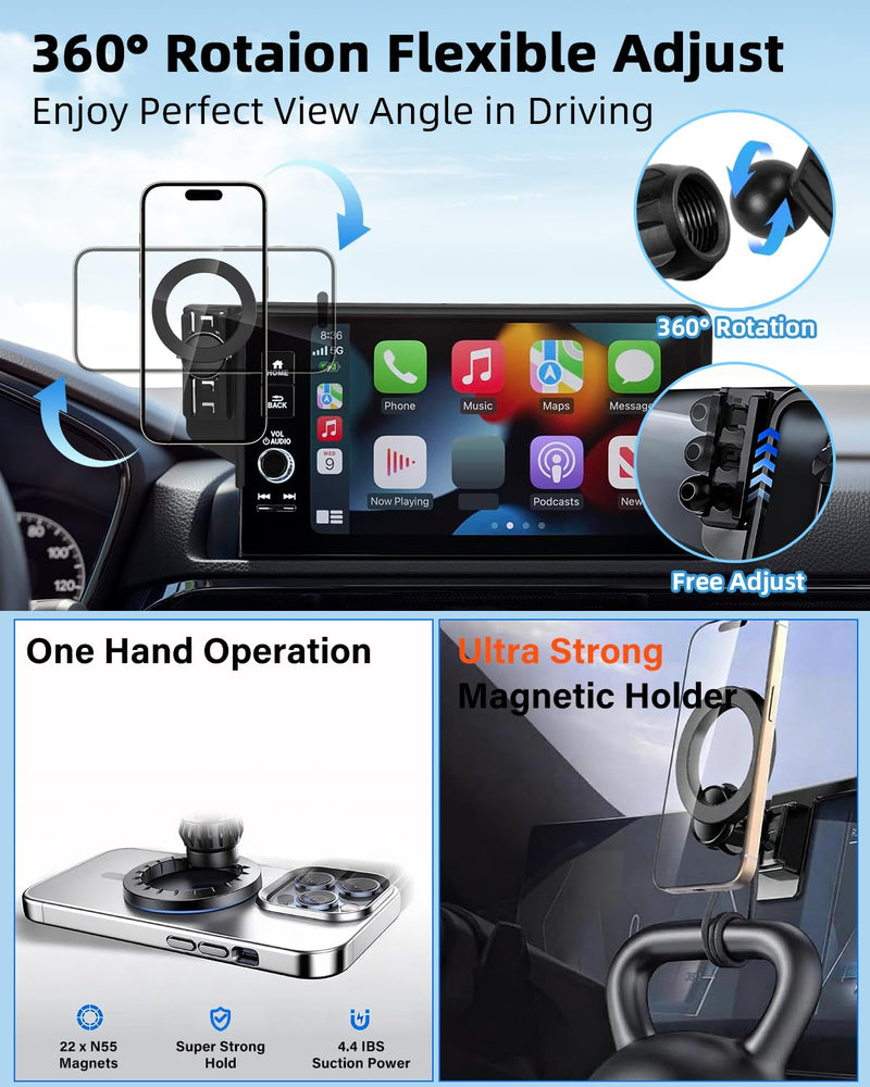 PZK Car Phone Holder for 2020-2025 Ford Escape Accessories 8-Inch Screen | Compatible with MagSafe Car Phone Mount Strong Magnets Fixed Screen with Sunglasses Storage Box 360° Rotation Hands-Free Escape 2021-2025