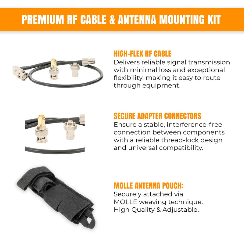 [AUSTRALIA] - Tactical Antenna Relocation Kit – Enhanced Signal & Mobility – Chest Rig & Backpack Compatible – Durable, Lightweight & Weather-Resistant – Ideal for Military, Outdoor Use (Black, 19" Cable) Black 19 Inches 
