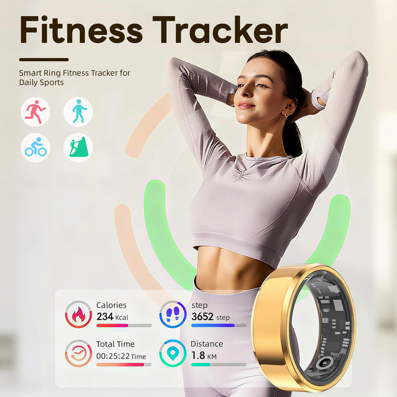 Smart Ring for Women & Men Silver, #10, Waterproof Health Tracker with Heart Rate, Sleep Monitoring, Long Lasting Battery, Fitness Smart Rings for iOS & Android, No Subscription Fee