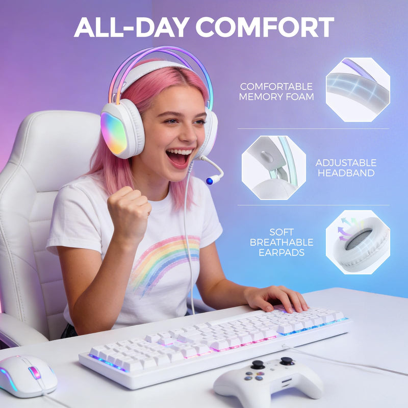 [AUSTRALIA] - Headset with Mic, RGB Wired Gaming Headset with Surround Sound, Noise Canceling Gaming Headphones for PC, PS5/PS4, Laptop, Mac, Nintendo- HG8959 