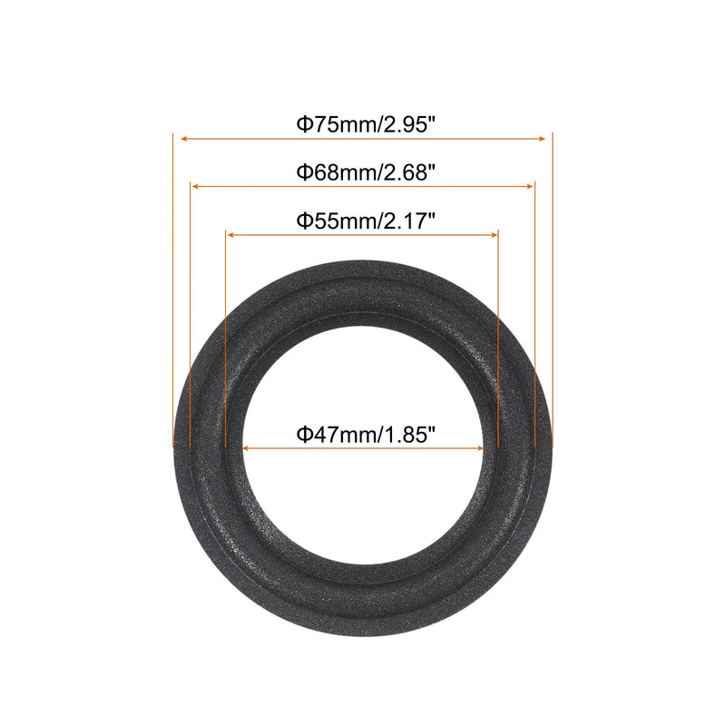 MECCANIXITY Rubber Speaker Foam Edge Surround Rings 3 Inch 47mm x 75mm Perforated Subwoofer Rings Replacement Parts for Speaker Repair or DIY Black 2 Pcs