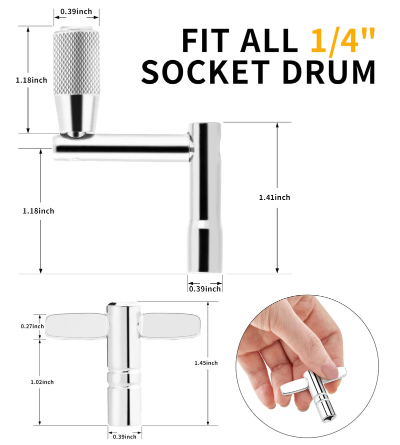 Drum Keys for Tuning Drum, 5 Pack Drum Tuning Key, Universal Drum Tuner with Continuous Standard Motion Speed Key, Extended T Key for Fast Easy Tuning, Drum Key Tool Set
