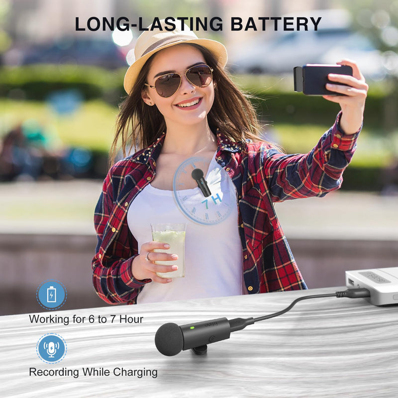 FIFINE Wireless Lavalier System with 2 Microphones, Lapel Mic Clear Sound for YouTube Video Interview Vlog, Dual Mini Mic with Type C Receiver for Android Phone/Tablet/Iphone15(USB C) Laptop-M8 M8 (Two Mics)