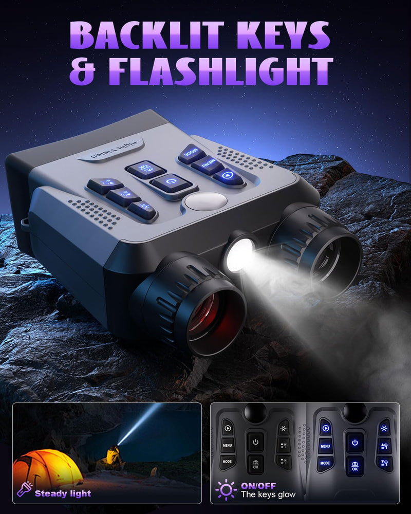 Night Vision Goggles, 4K Night Vision Binoculars for Adults High Powered, 3.0” HD Night Vision Camera Infrared Goggles Scope and Day for Camping & Outdoor with 32GB TF Card, 10X Digital Zoom & 9 IR Grey