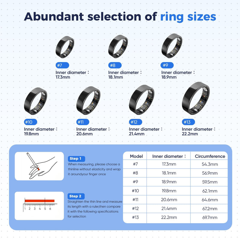 Smart Ring Health Tracker, Sleep/Exercise Monitoring, iOS /Android Compatible, IP68 Water Resistance, No Subscription Required, 5-Day Battery Life, Suitable for Both Women and Men (Rose Gold, 9)