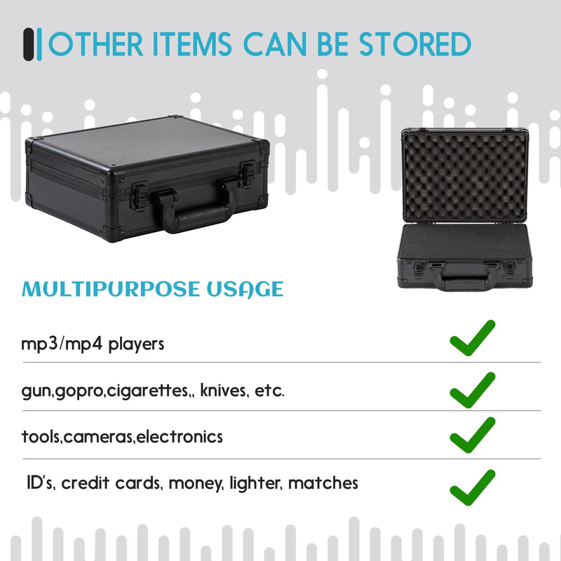 Small Hard Case with Pluck Foam Interior for Pisto l, GoPro,Microphone, Camera, and More - Outer Size 12.2 x 9 x 4.5 Inches, Black