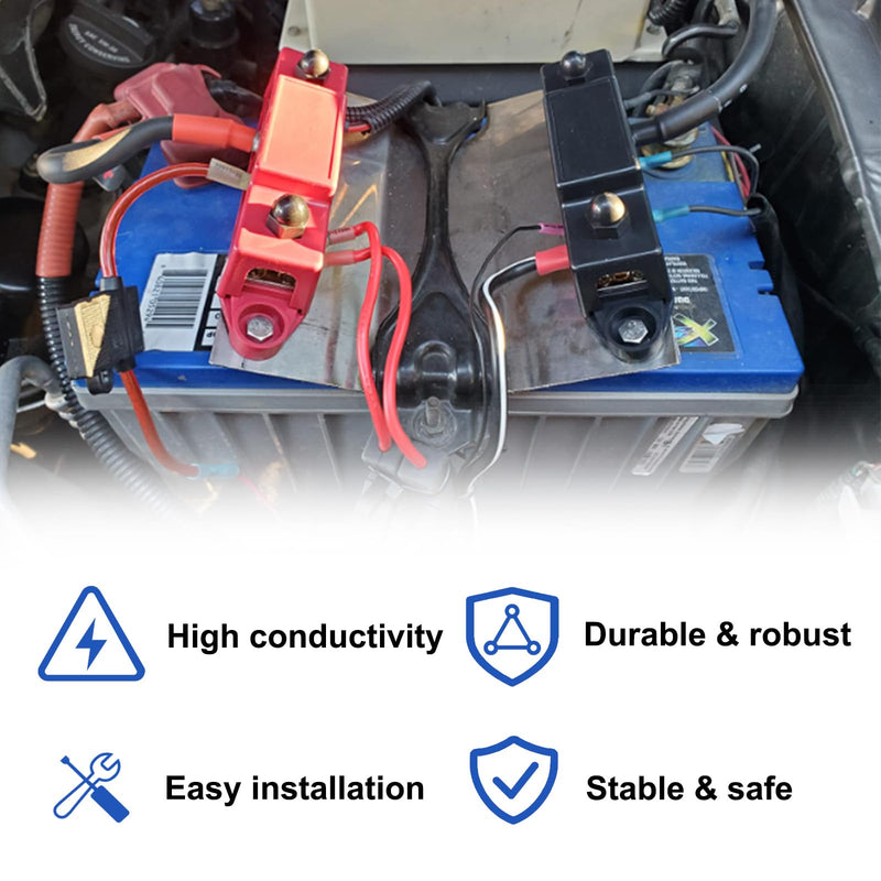 Upgraded Bus Bar 250A 12V Power Distribution Block with 5/16" (M8) 4-Posts Terminals Block with Cover for Automotive, Marine, Battery System (Black & Red) Upgrade250A-5/16''(M8) Black & Red