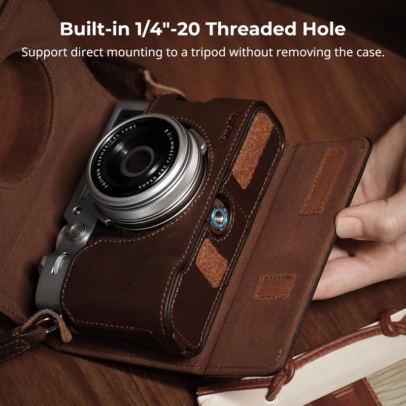 SMALLRIG X100VI Leather Case Kit for FUJIFILM X100VI, Including Leather Half Case, Flip Case Cover and Shoulder Strap, Genuine Leather Material, Portable and Protecting - 4558