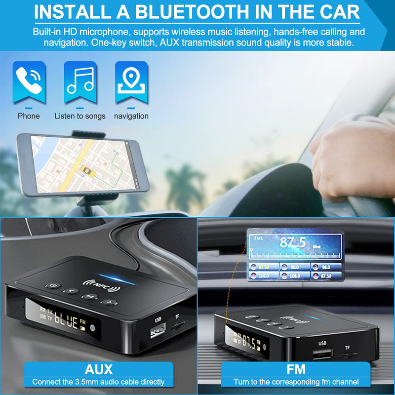 Bluetooth 5.0 Transmitter Receiver Adapter Audio 3 in 1 Bluetooth Audio Adapter 3.5mm AUX RCA Optical USB HiFi Stereo Music, FCC Pass 2A4RO-M6 M6