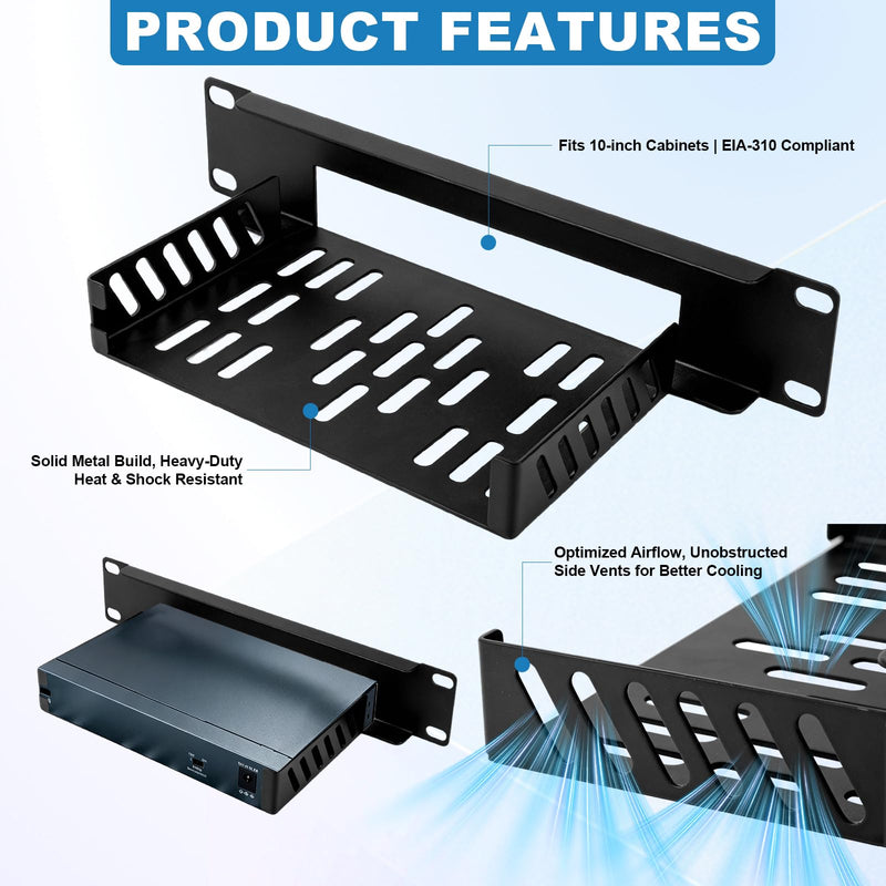 10inch 1U Metal Rack Mount for TP-Link TL-SG108 8-Port Switch Built with Sturdy Premium Metal, Open Frame Boosts Cooling, Simple Installation