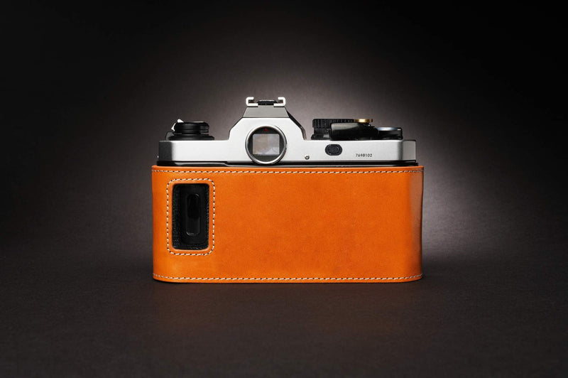 FM3A Case, BolinUS Handmade Genuine Real Leather Half Camera Case Bag Cover for Nikon FM3A Camera with Hand Strap (Yellow) Yellow