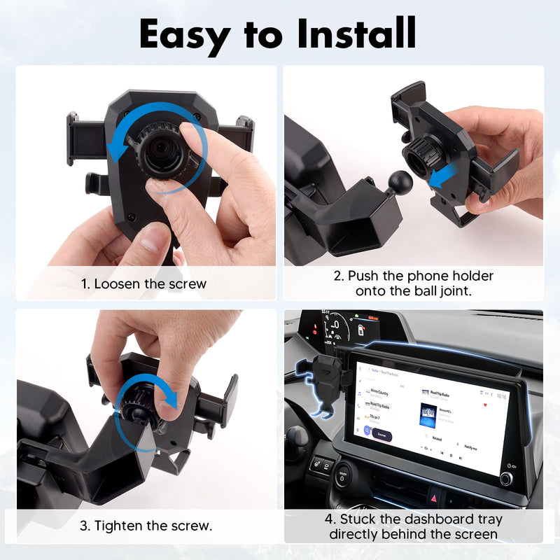 FIILINES Phone Holder for Toyota Prius 2023-2025 (Fit 12.3" Touch Screen), Phone Mount with Dash Organizer for Prius Accessories, 360 Degree Rotation Dash Mount Cell-Phone Holder For Prius 2023-2025