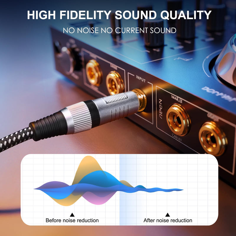 XLR Female to 1/4 Inch TS Cables 10 FT/2Pack, Nylong Braided XLR 3 Pin Female to 6.35mm TS Male Unbalanced Interconnect Wire Mic Cord for Dynamic Microphone (Pure Copper Conductors) 2 10FT