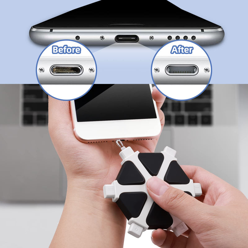iPhone Cleaning Kit iPhone Cleaner, Charging Port Cleaning Multi-Tool Phone Repair & Restore Lightning Port Cell Phone Cleaner for iPhone iPad, Speakers,Earbuds, Cable, USB C Port AirPods White Silicone