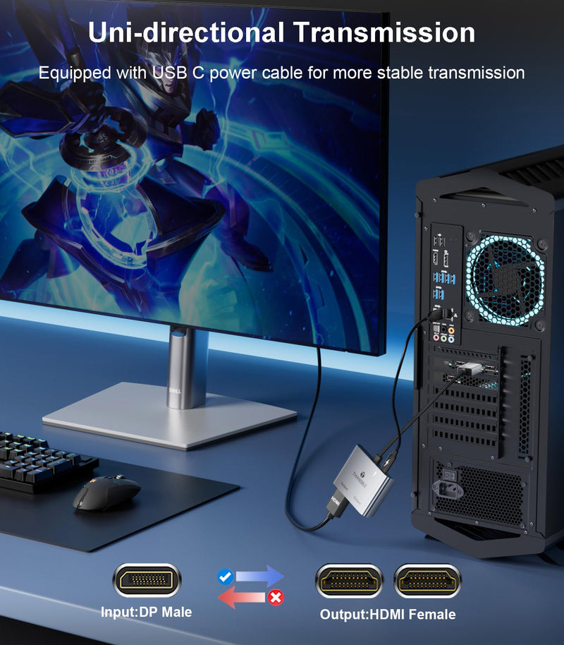 DisplayPort to Dual HDMI Adapter (4K@60Hz) DP to HDMI Splitter for Dual Monitors Extended Display MST Display Port to HDMI 1 in 2 Out Hub for PC, Graphics Card