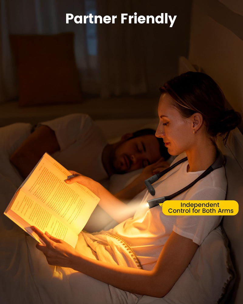 Glocusent USB Rechargeable Book Light, Portable Clip-on LED Reading Light, Reading Lights for Books in Bed with 3 Amber Colors & 5 Brightness Dimmable, Compact & Long Lasting, Perfect for Book Lovers