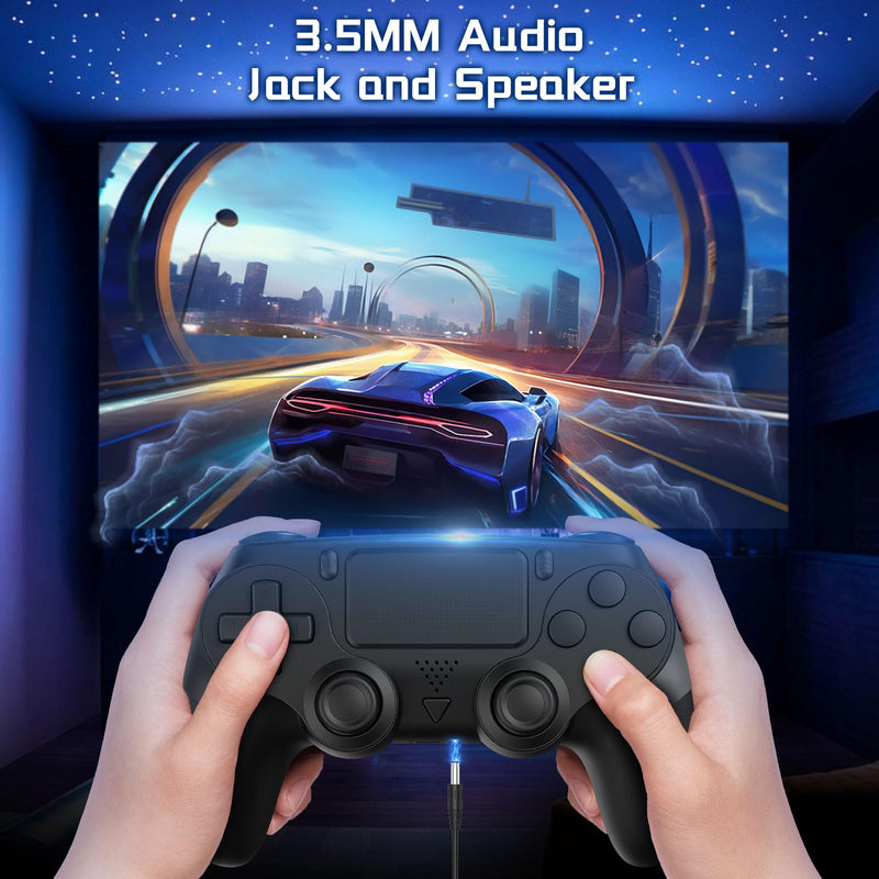 Huniquedec 2 Pack Wireless Controller for PS4/Pro/Slim/PC with Non-Slip Grip and Dual Vibration, Ergonomic Grip,USB-C Cable, Compatible with playstation 4 (Black and White)