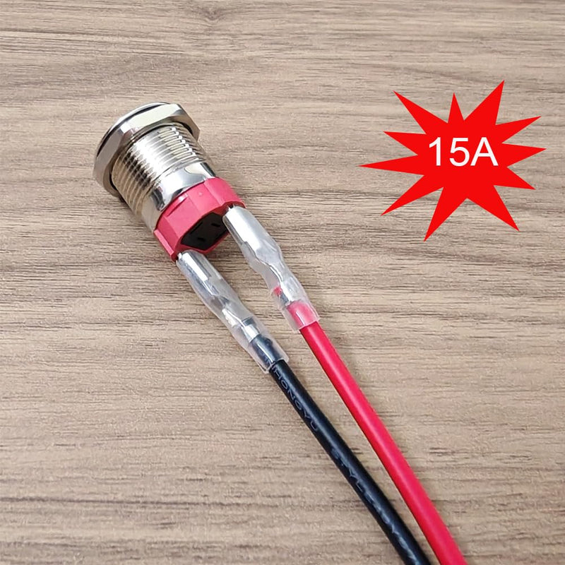 Gebildet Pack of 2 Waterproof Momentary Push Button 0~250V (5V/12V/24V/110V/220V)/15A 16mm Stainless Steel Push Button Switch Waterproof with Connection Cable 15 A-16 mm momentum