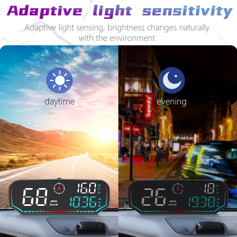 GPS Speedometer Heads Up Display for Car - Hud LCD Display with Overspeed Fatigue Driving Alarm - Mph Digital Speed Compass Altitude - Universal Vehicle Compatibility