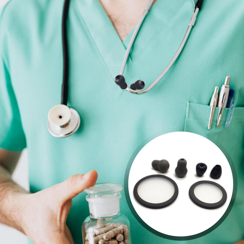 CHENNAN Replacement Accessories for Stethoscopes, 1 Set Stethoscope Accessory Set, 4 Pieces Silicone Stethoscope Earplugs and 2 Pieces Stethoscope Replacement Parts Replacement Membrane Stethoscope