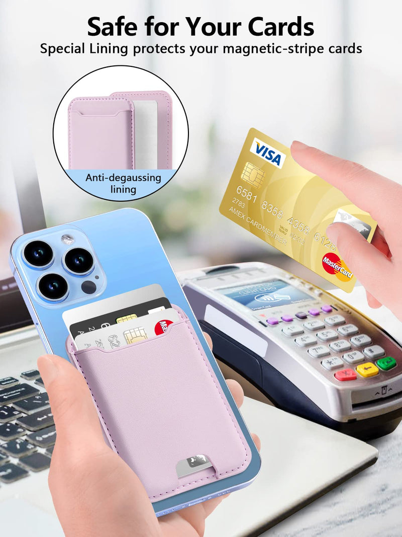 TopMade for Magsafe Wallet, Magnetic Wallet Card Holder for iPhone 15, iPhone 14/13/12 Series, Leather Magnetic Phone Wallet with Powerful Magnet, Credit Card RFID Blocking, Fit 4 Cards, Pink