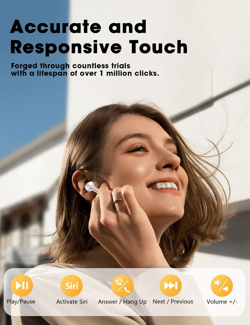 Wireless Earbuds Deep Bass Sound Ear Buds, Bluetooth 5.3 Headphones 48H Playtime, LED Display Earphones with Mic, IPX7 Waterproof Lightweight in-Ear Buds, Touch Control for iPhone TV Laptop Black