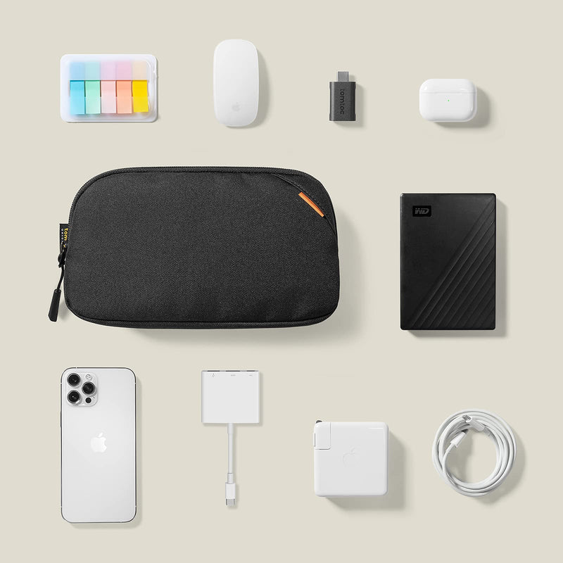 tomtoc Recycled Portable Storage Pouch Bag Case Accessories Organizer Compatible with MacBook Laptop Charger, Mouse, Cables, Hub, Power Adapter, Power Bank, Toiletries, Cosmetics, Personal Items Black