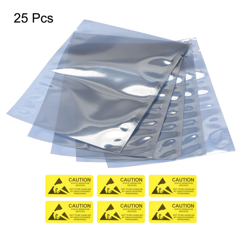 MECCANIXITY Anti Static Bags Shielding Bag 25pcs 4.3x6inch(11x15cm) Open Top with Labels for Hard Drive HDD SSD