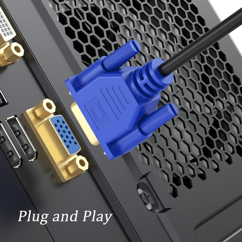 VGA to VGA Cable 50FT, VGA Computer Monitor Cable 50 Feet HD15 VGA Cord 1080P for PC Laptop TV Projector 1