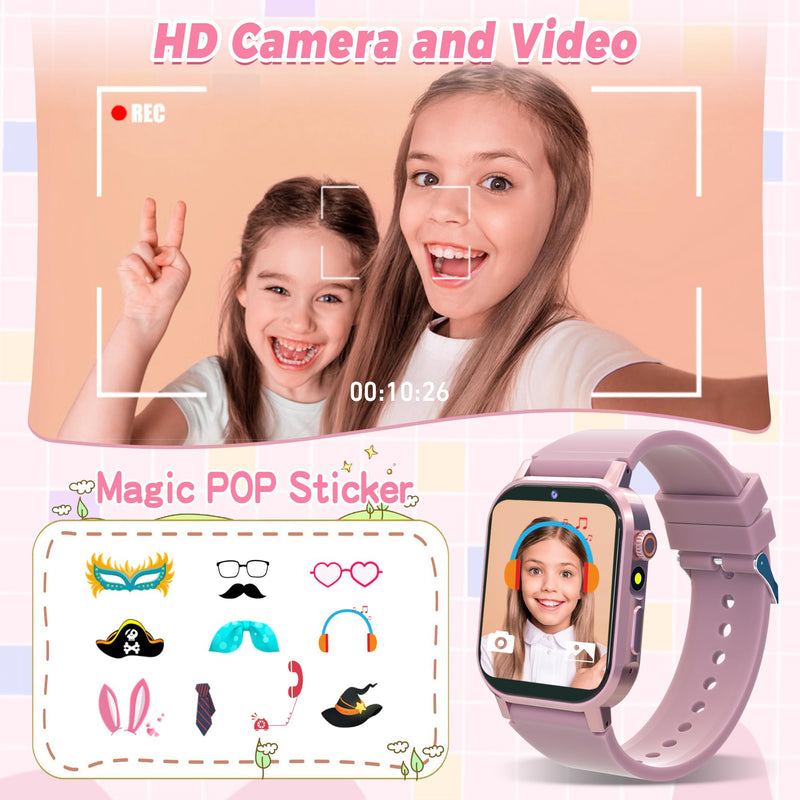 Phyulls Kids Smart Watch Gifts for Boys and Girls Age 3-12, HD Touch Screen Watches with Camera Video Alarm Music Pedometer Flashlight 12/24 hr Educational Toys Birthday Gifts for Kids