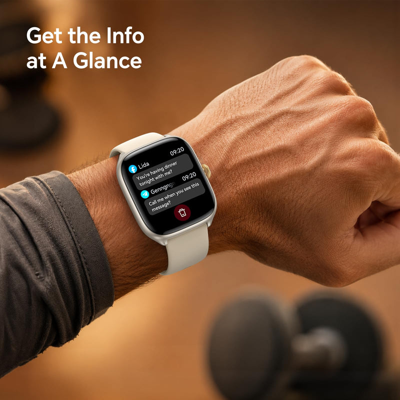 Smart Watch for Women Men(3 Bands), 1.75" AMOLED, Compatible iPhone/Android | Fitness Tracker Watch with 3 ATM Waterproof, Answer/Make Calls, 24/7 Heart Rate/SpO2/Sleep Monitor/AI Voice, Smartwatch Gifts Beige 1.75 Inches