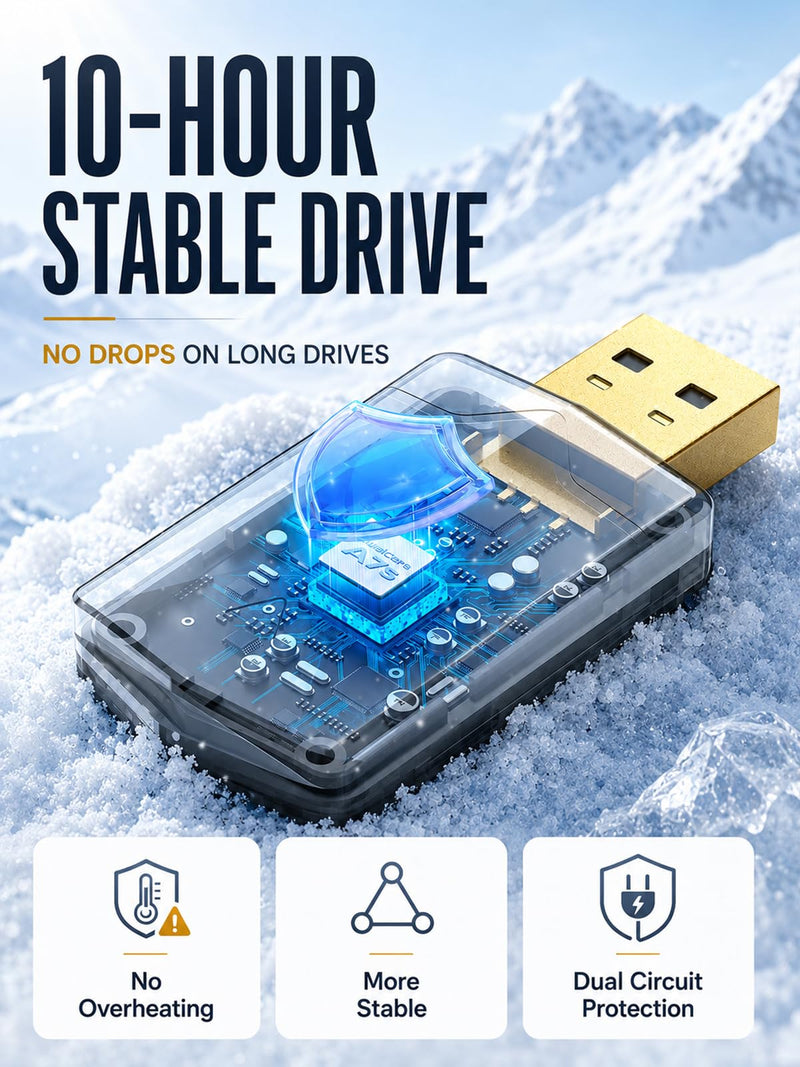 Wireless CarPlay Adapter - Convert Wired to Wireless, Fast Auto Connect and No Lag, Plug & Play USB with Gold-Plated Connector, Carbon Fiber Design, Compatible with iPhone 6 or Above