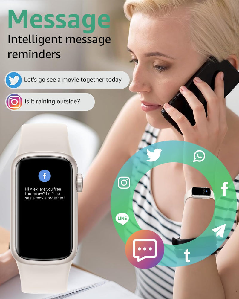 Fitness Tracker with Step Counter/Calories, Activity Health Tracker with Blood Pressure Heart Rate Monitor, Sleep Tracker, 137+ Sport Modes, Pedometer SmartWatch, Gift for Women Men Starlight