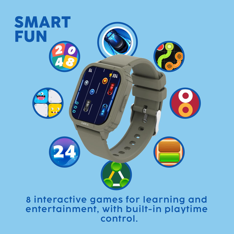 Cubitt Jr. Smartwatch Fitness Tracker, 1.75" AMOLED – Obsidian Black | For Kids and Teens with Games, Step Counter, Sleep Monitor, Heart Rate Monitor, Calculator, Activity Tracking, Waterproof