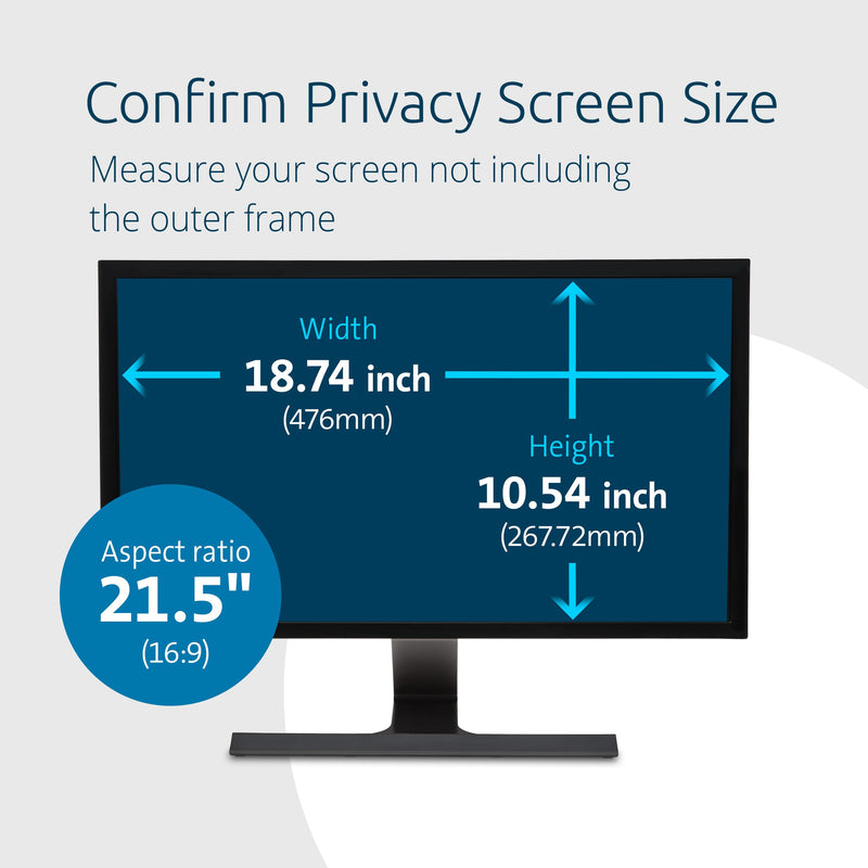 Kensington 21.5 inch Computer Privacy Screen for Desktop, 16:9 Widescreen Monitor, FP215W9 Anti-Glare Blue Ray Reduction Computer Privacy Filter, Matte and Glossy Viewing Options, K55415WW 21.5" (16:9)