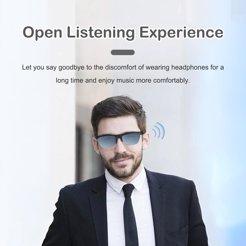 Smart Glasses for Men Women Bluetooth 5.3 Sunglasses Polarized Open Ear Music Frameless Sunglasses Gradient Lens Blue