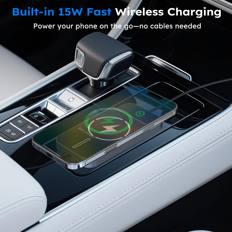 Wireless CarPlay Adapter with Magnetic 15W Fast Charging for iPhone 17/16/15/14/13/12 Series – Wired to Wireless CarPlay Converter, Auto-Connection Plug & Play 4.65 inches