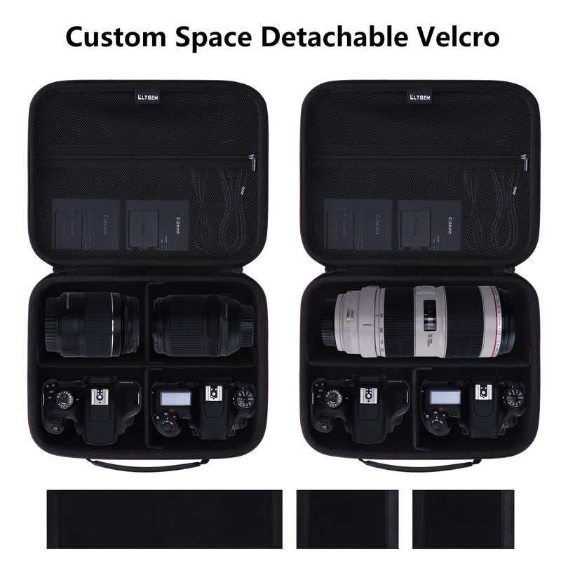 Medium Camera Case Bag for Canon/Sony/Nikon Camera and Multiple Lens Pink | Hard Travel Carrying Case Bag for Canon/Sony/Nikon DSLR SLR Mirrorless Camera and Multiple Lens with 3 Dividers Medium