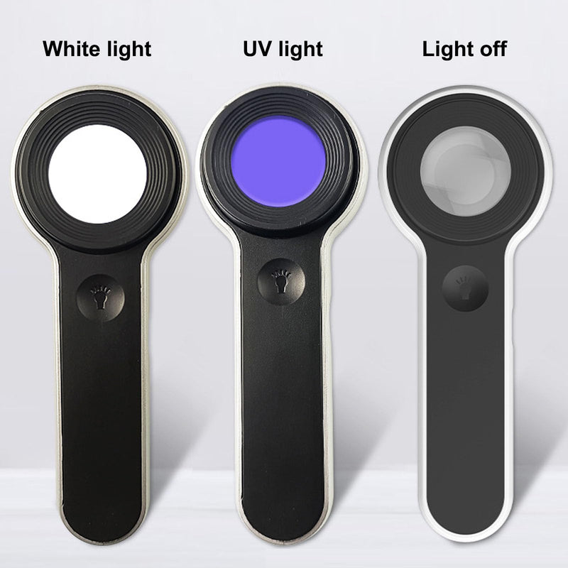 Handheld Magnifier Loupe 60x with UV and LED Lights, USB Rechargeable Illuminated Jewelers Loupe Optical Glass Magnifying Glass for Diamond, Jewelry, Coins, Stamps, Currency, Circuit Board