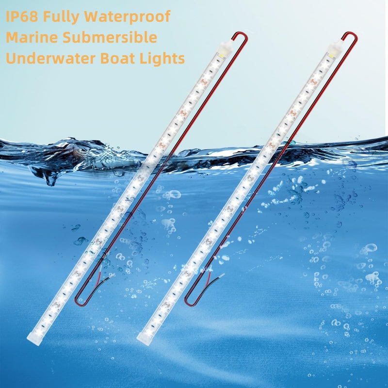 [AUSTRALIA] - Boat Marine Submersible Led Strip Lights, 4 Pcs 20 Inches 12V Super Bright Boat Interior Lights, IP68 Waterproof Marine Led Strip Lights Night Fishing Lights for Boats, Kayak (Red) Red/20'' 